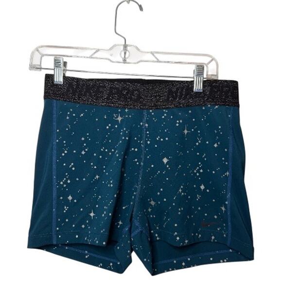 Nike Pro Dri-FIT Galaxy Print Compression Shorts Blue Black Elastic Waist Sz XL - Picture 3 of 9